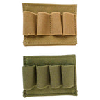 BFly 4-round MK5 thunderflash holders in tan and green, front view showing four elastic loops