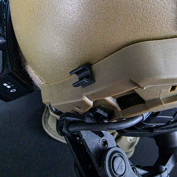 Rail tab on helmet