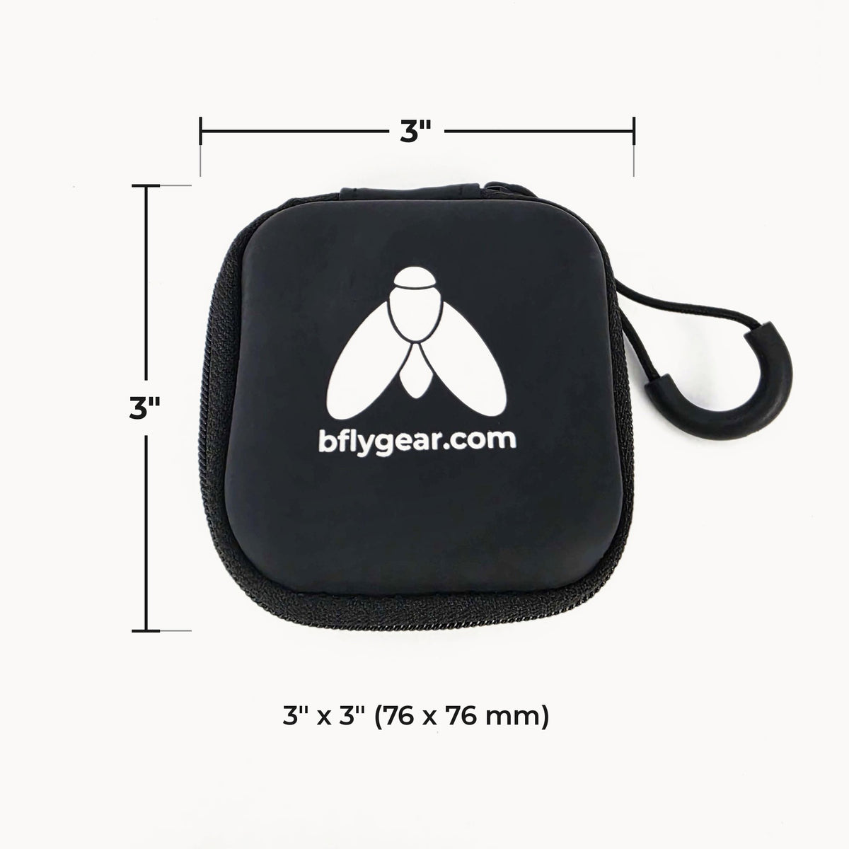 BFly Accessory Case dimensions: 3 inches by 3 inches (76 x 76 mm)
