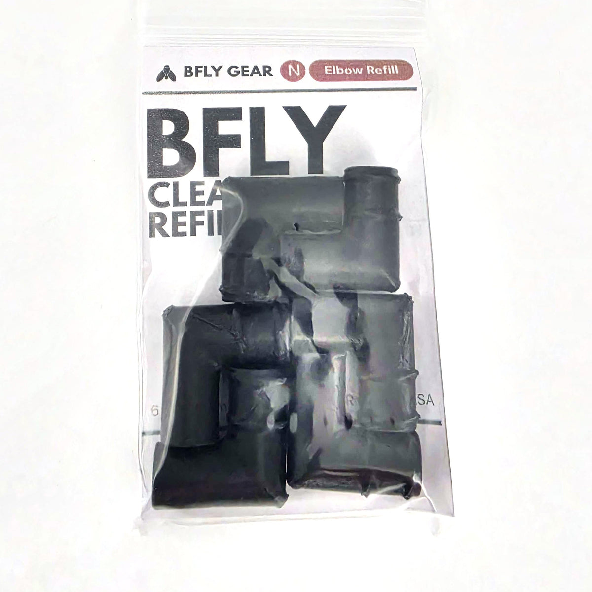Clearflow Elbow Refill Pack for N-Bore tubing, six 90 degree elbows in BFly Gear packaging