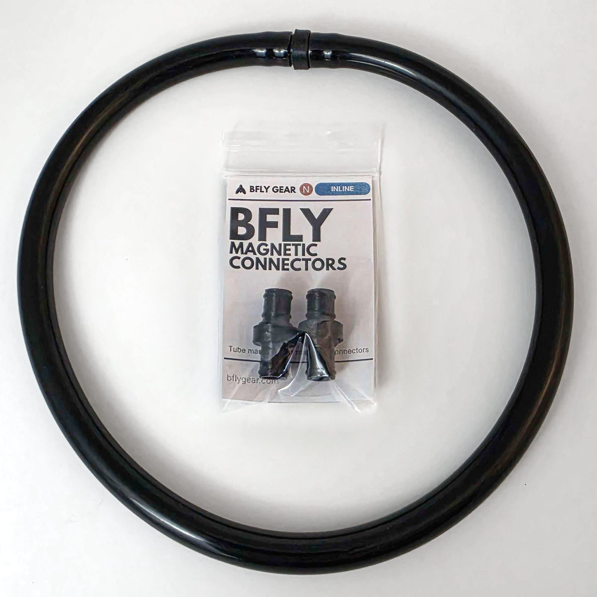 BFly Inline Magnetic Connectors for N-Bore tubing, packaged set with connected tubing loop